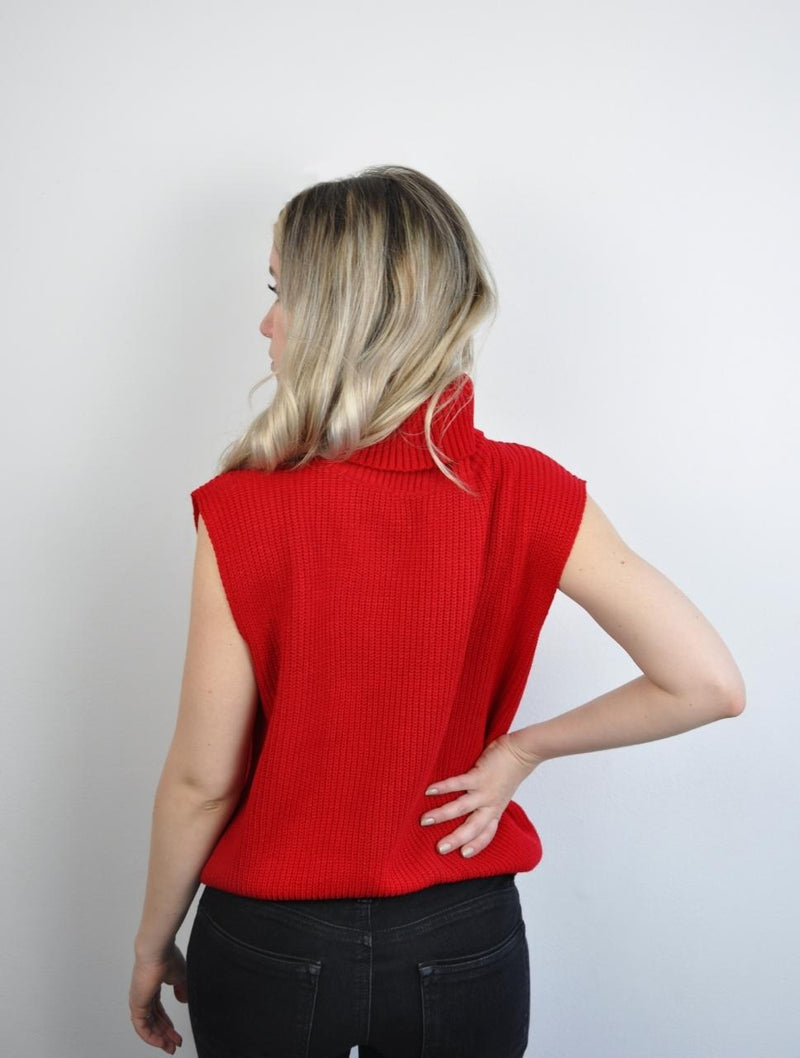 Chaleco para Mujer Rojo Cuello Tortuga Tejido Fino - Berlín Rojo