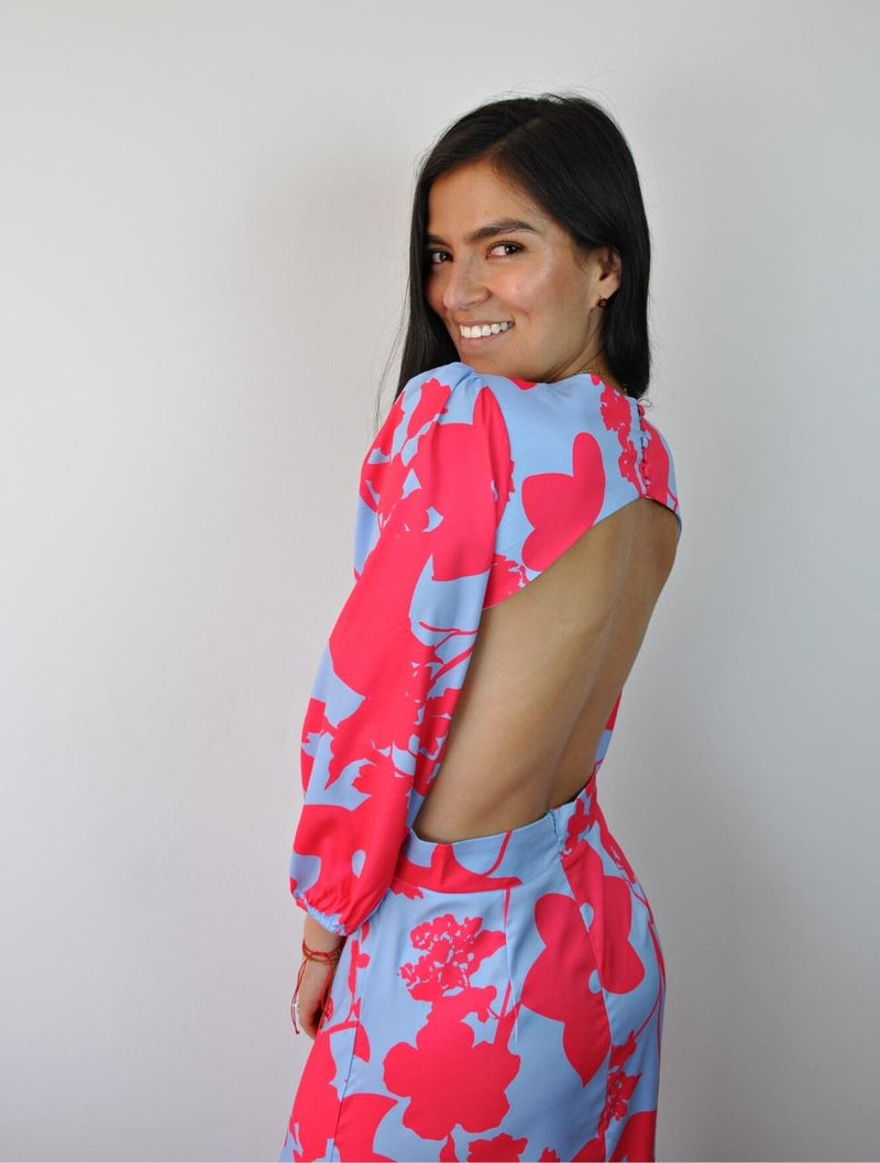 Vestido para Mujer Fucsia Largo Estampado - Nikka Fucsia