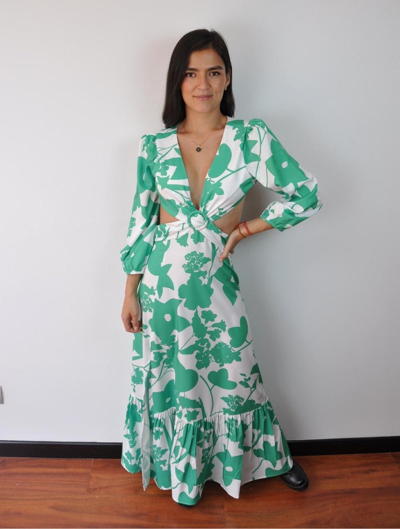 Vestido para Mujer Verde Largo Estampado - Nikka Verde