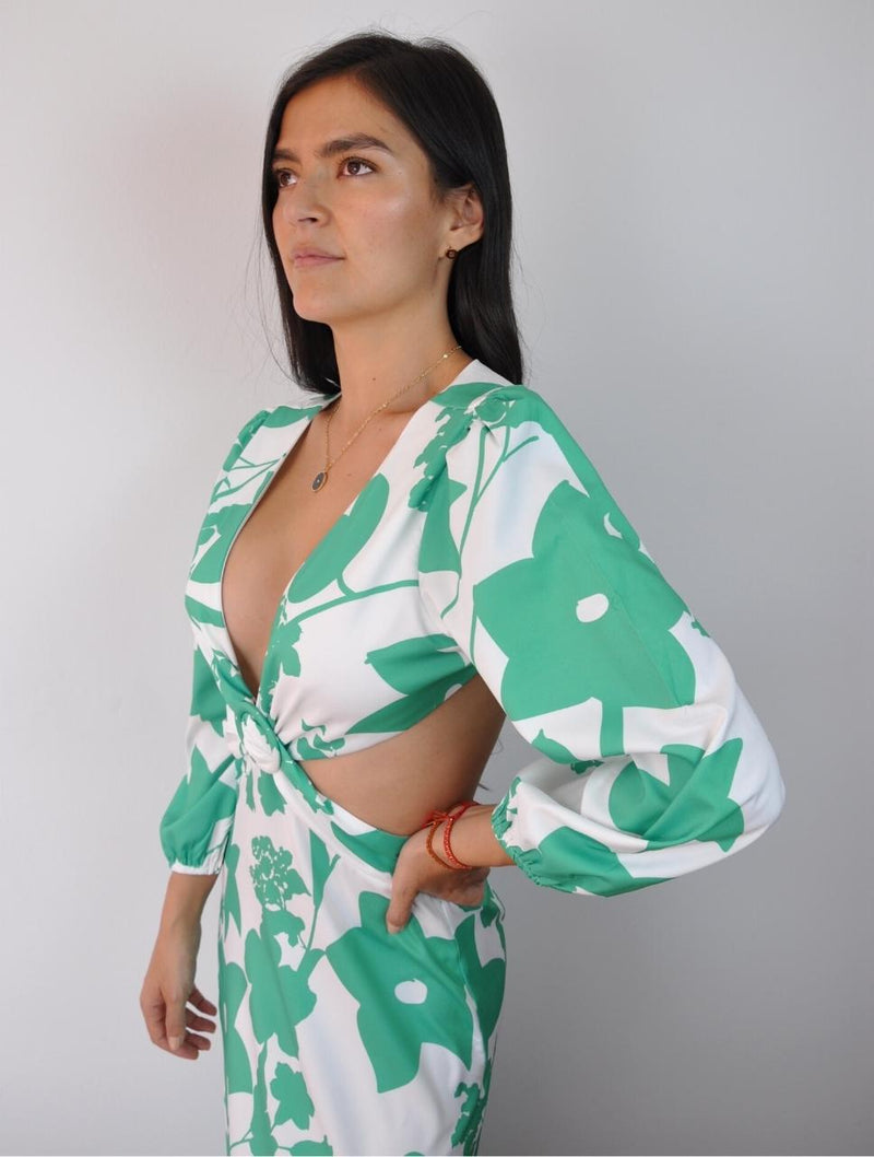 Vestido para Mujer Verde Largo Estampado - Nikka Verde