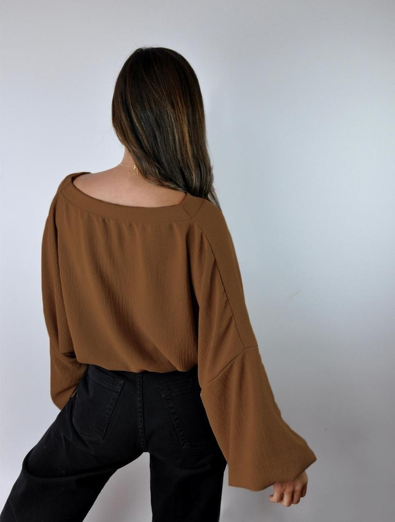 Blusa para Mujer Escote V Manga Larga Bombacha - Ocaso