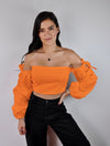 Crop Top Manga Larga - Malala Naranja