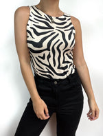 Body Cuello Redondo Tirantes Anchos - Aria Zebra