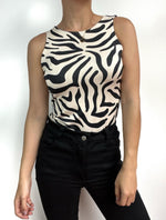 Body Cuello Redondo Tirantes Anchos - Aria Zebra