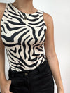 Body Cuello Redondo Tirantes Anchos - Aria Zebra