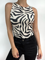 Body Cuello Redondo Tirantes Anchos - Aria Zebra