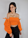 Crop Top Manga Larga - Malala Naranja