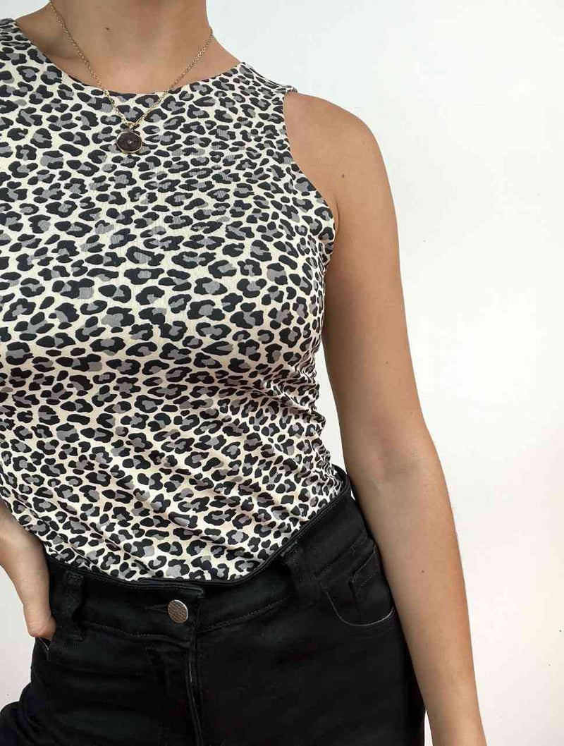 Body Cuello Redondo Tirantes Anchos - Aria Animal Print