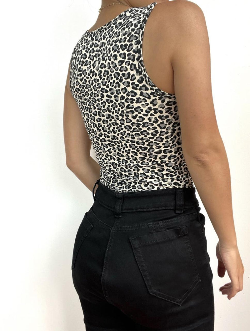 Body Cuello Redondo Tirantes Anchos - Aria Animal Print