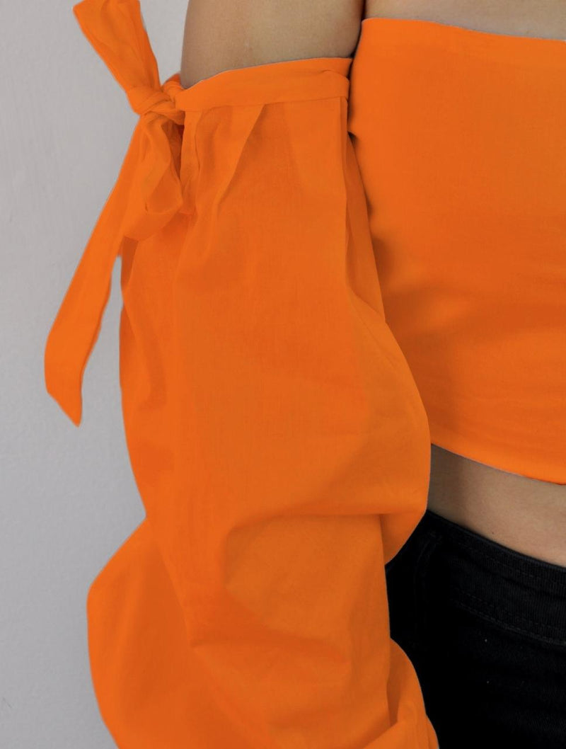 Crop Top Manga Larga - Malala Naranja