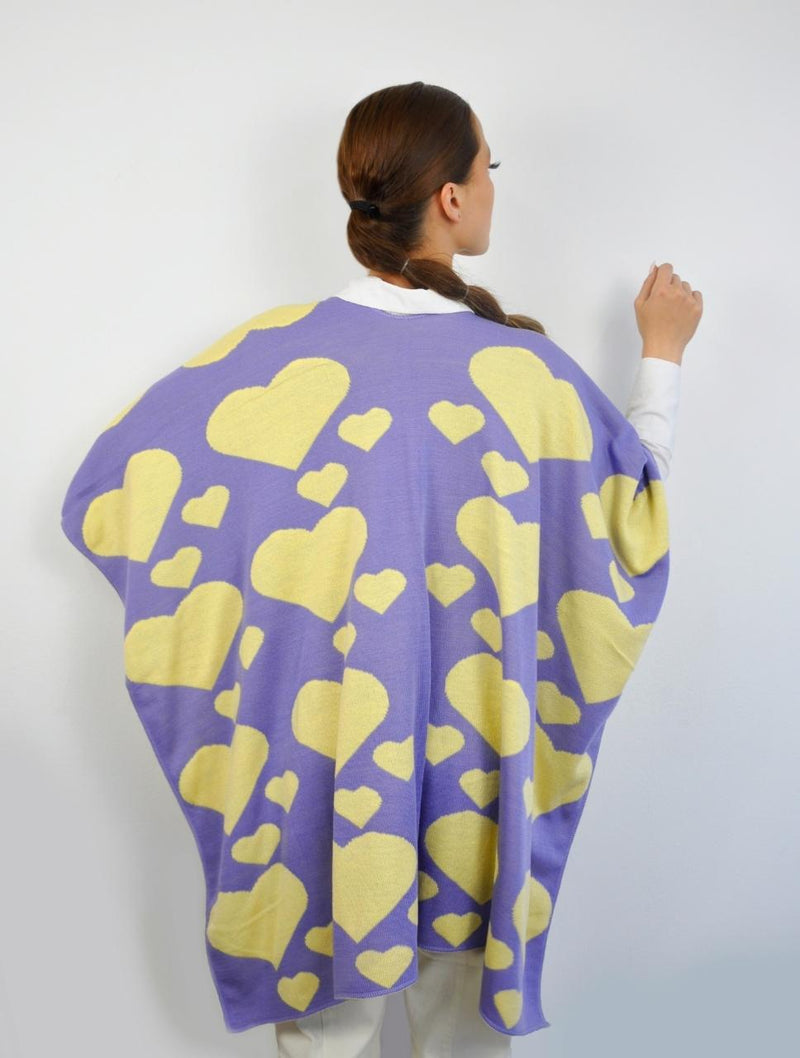 Capa para Mujer Lila y Amarillo Estampado de Corazones - Cape Town Lila y Amarillo