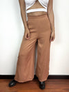 Pantalón para Mujer Camel Slouchy, Stretch, Pegged, Tiro Alto - Andreina Camel