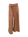 Pantalón Slouchy, Stretch, Pegged, Tiro Alto - Macedonia Camel