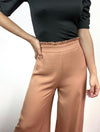 Pantalón para Mujer Camel Slouchy, Stretch, Pegged, Tiro Alto - Andreina Camel