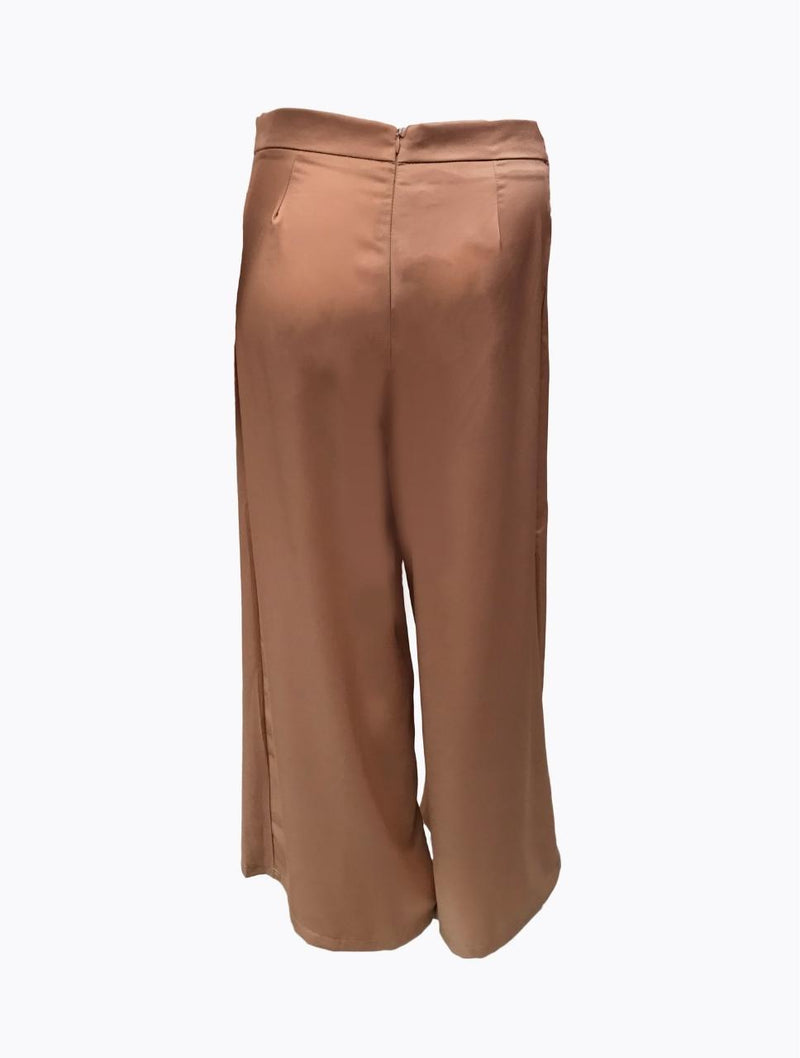 Pantalón Slouchy, Stretch, Pegged, Tiro Alto - Macedonia Camel