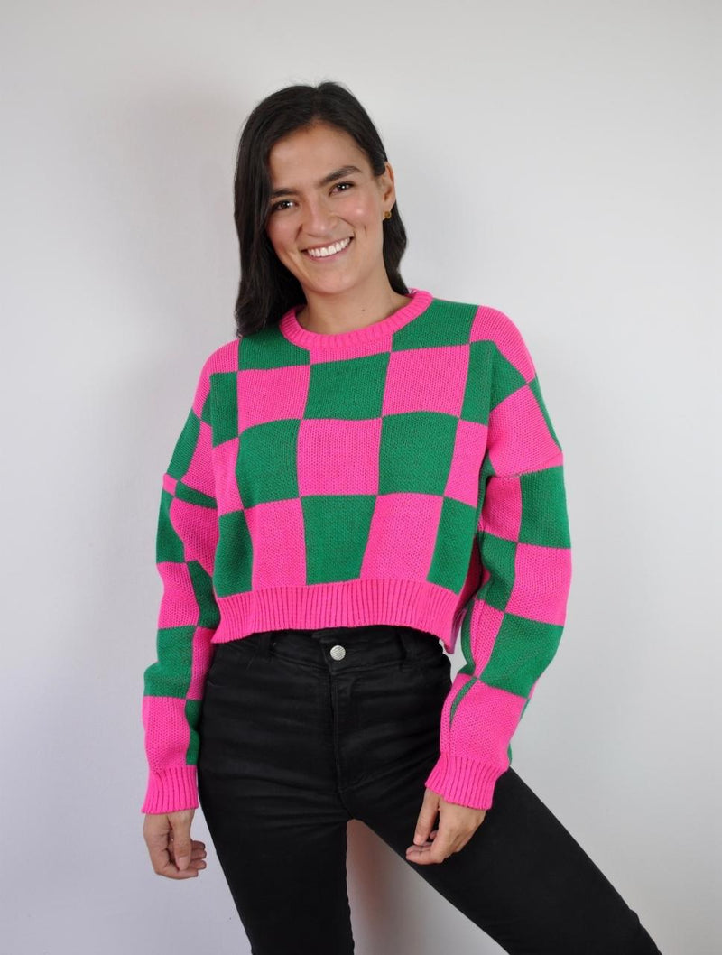 Saco Cuello Redondo - Croacia Fucsia y Verde