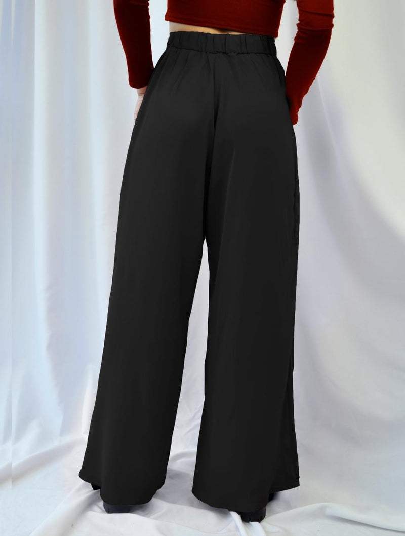 Pantalón para Mujer Negro Tipo Palazzo Tiro Alto - Alexia Negro