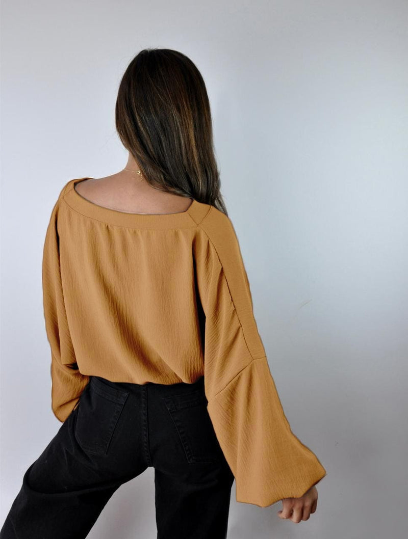 Blusa para Mujer Escote V Manga Larga Bombacha - Ocaso