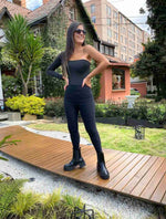 Pantalon tipo Leggings , Tiro Medio-Alto - Aruba Negro