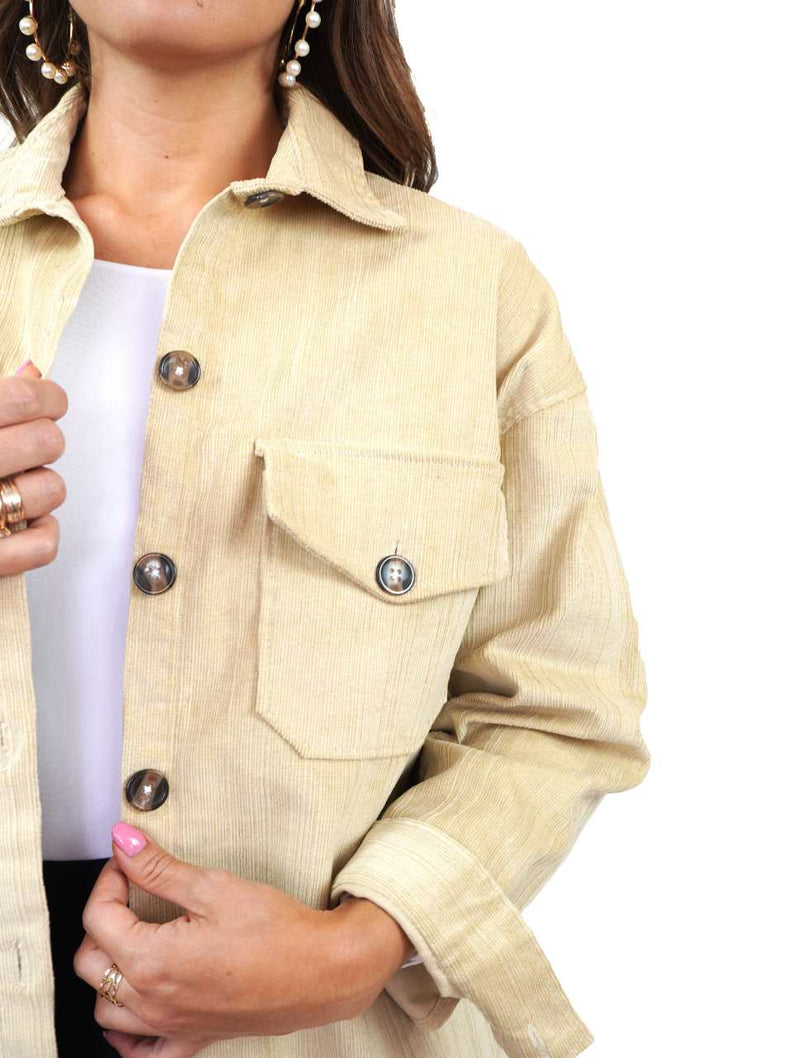 Chaqueta para Mujer Marfil Textura Acanalada Larga - Mars Marfil