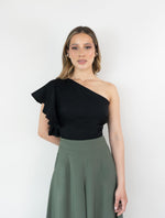 Crop Top para Mujer Asimétrico con Boleros -  The Ruffle Negro