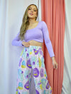 Pantalón para Mujer Morado Estampado Tipo Palazzo Tiro Alto - Poppy Morado