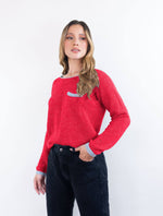 Suéter Brillante Cuello Redondo Rojo Para Mujer- Maca Rojo