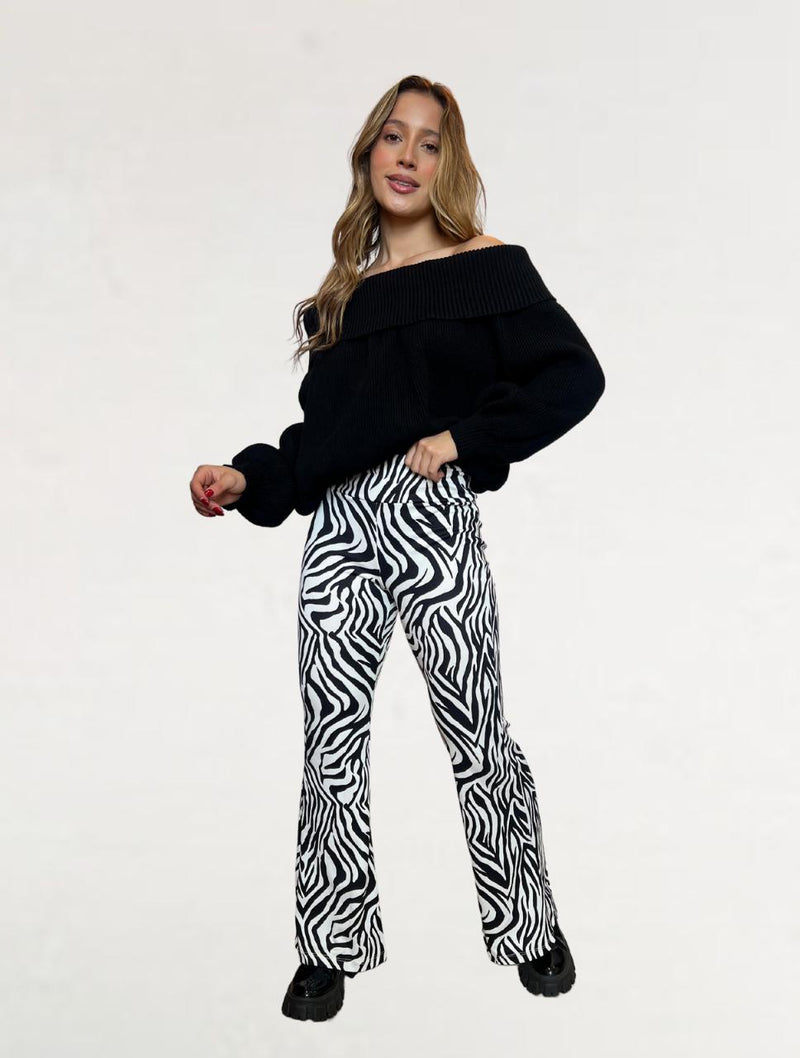 Pantalón para Mujer Zebra Bota Amplia Tiro Alto - Nairobi Zebra