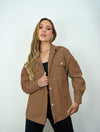 Chaqueta para Mujer Camel Textura Acanalada Larga - Montblanc Camel