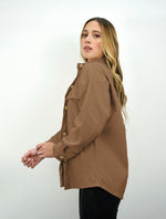 Chaqueta para Mujer Camel Textura Acanalada Larga - Montblanc Camel