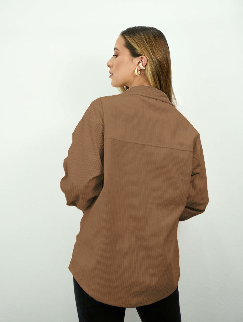 Chaqueta para Mujer Camel Textura Acanalada Larga - Montblanc Camel