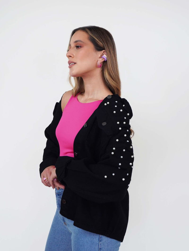 Chaqueta para Mujer Cazadora Denim Con Perlas - Frida