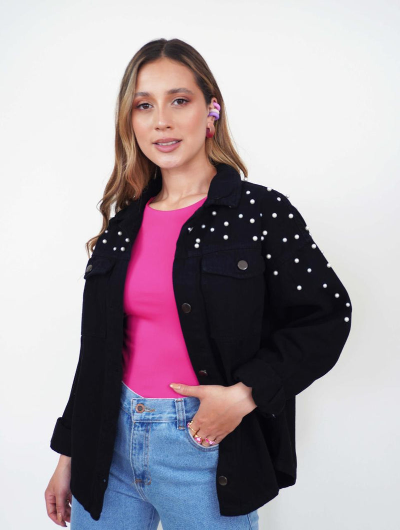 Chaqueta para Mujer Cazadora Denim Con Perlas - Frida